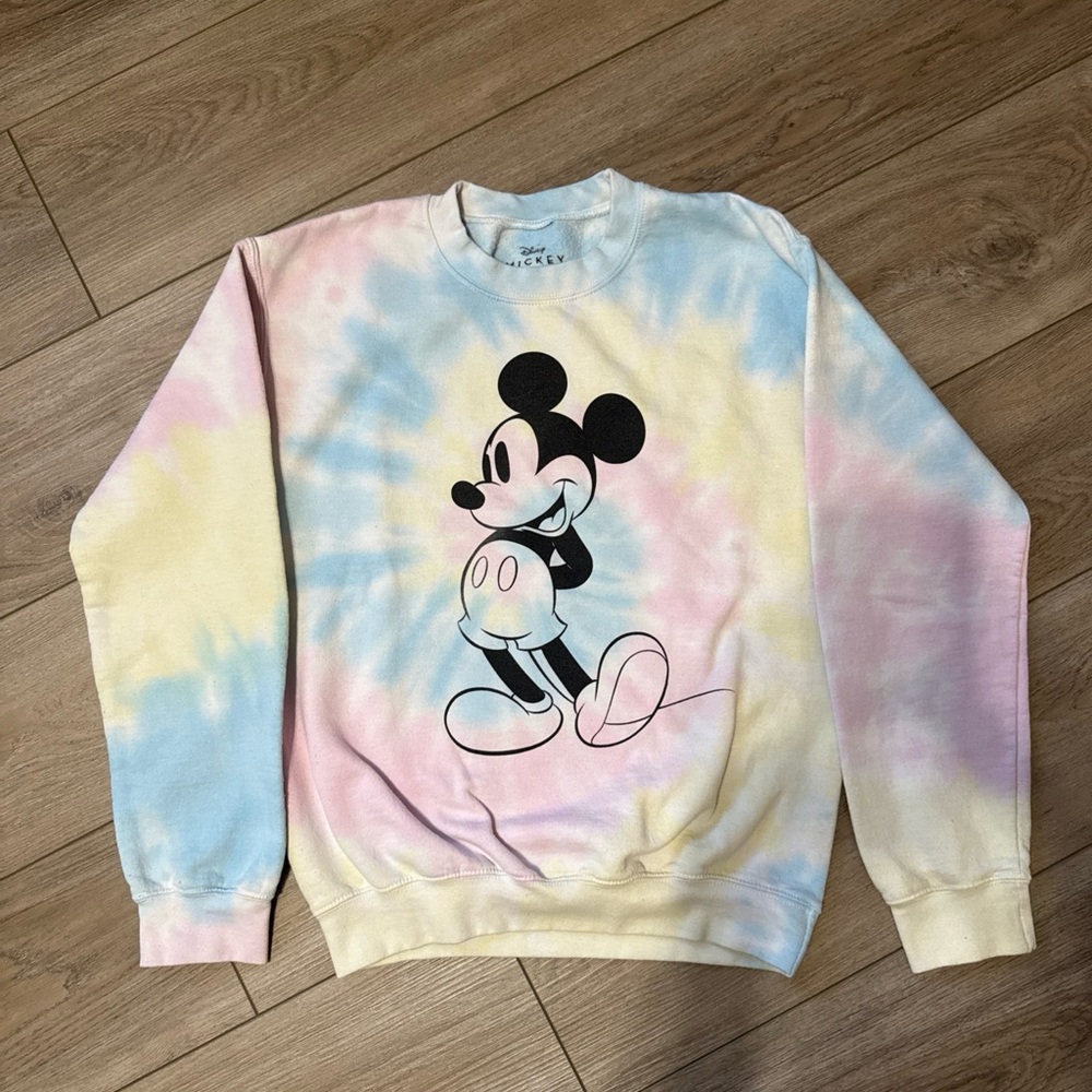 Disney Easter soft Tye Dye oversized Crew Neck Sweater with Mickey Mouse